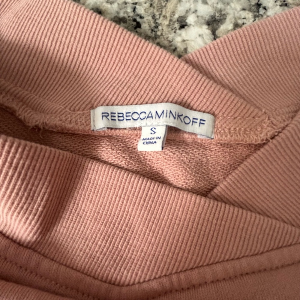 Rebecca Minkoff Off Shoulder Embroidered Sweatshirt Pink Boho Size S - Picture 8 of 12